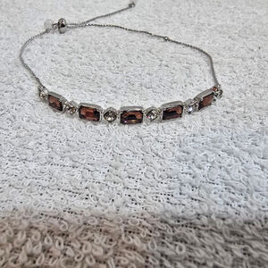 Women's STUDIO 1886 Silver and Brown Crystal Bolo Bracelet, One Size